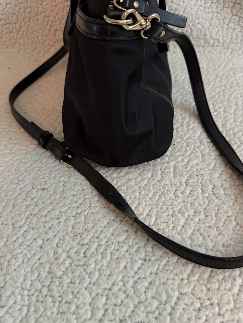 kate spade Black Nylon Dome Shoulder Bag with Crossbody Strap
